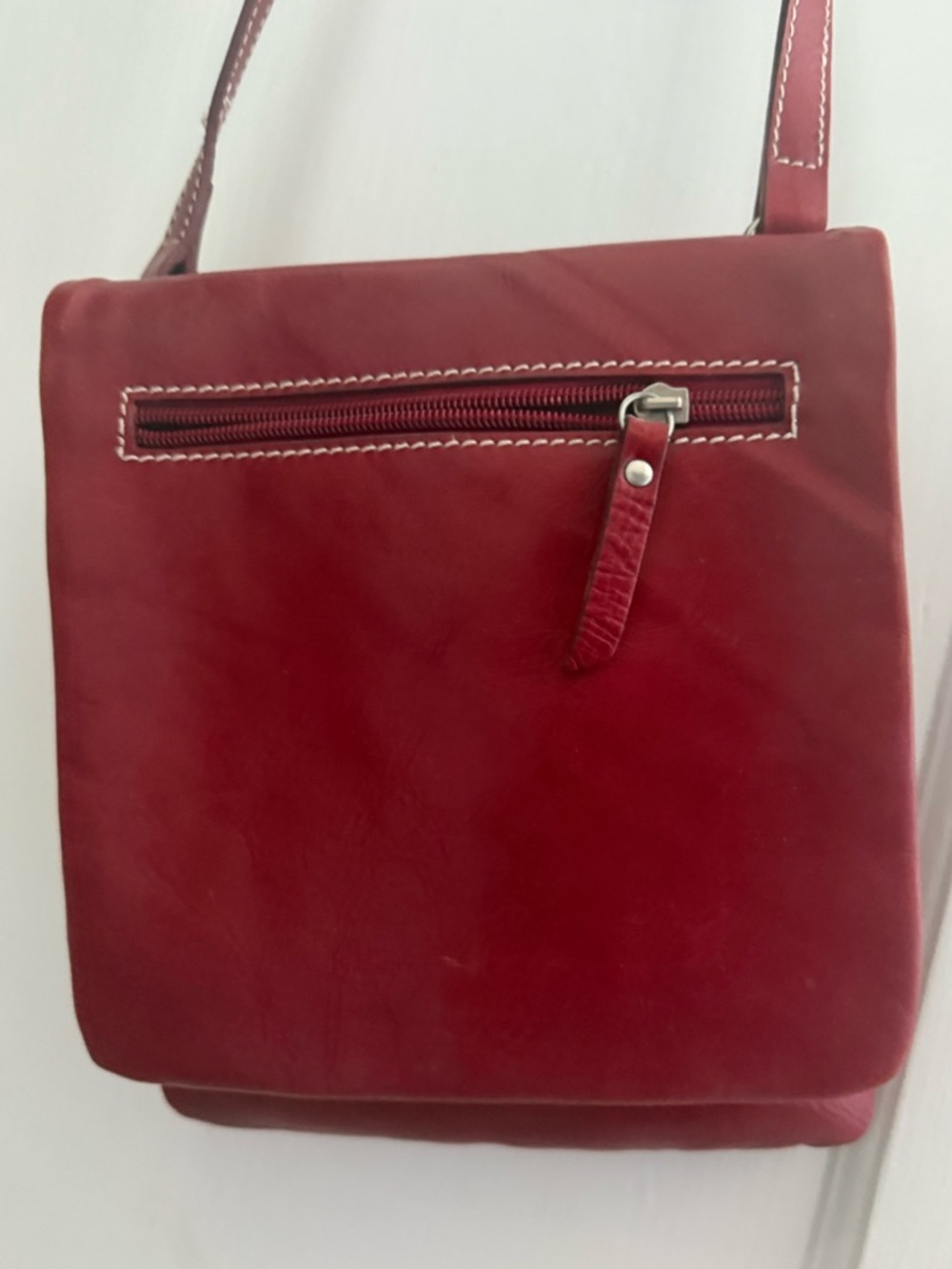 Red Genuine Leather bag Made in Italy